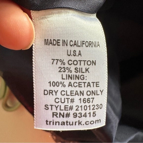 Trina Turk Navy Blue Floral Strapless Dress Women 4 Y2K Flower Hippie Fun Bold - Picture 9 of 9